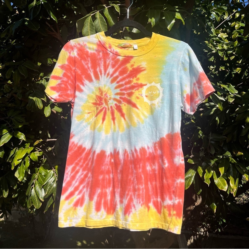 BIG BUD PRESS rainbow tie dye crew neck knit short‎ sleeve T-shirt
